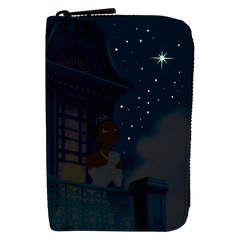the princess and the frog 15th anniversary evening star glow zip around wallet