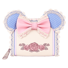 minnie mouse floral and lace zip around wallet