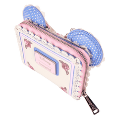 minnie mouse floral and lace zip around wallet