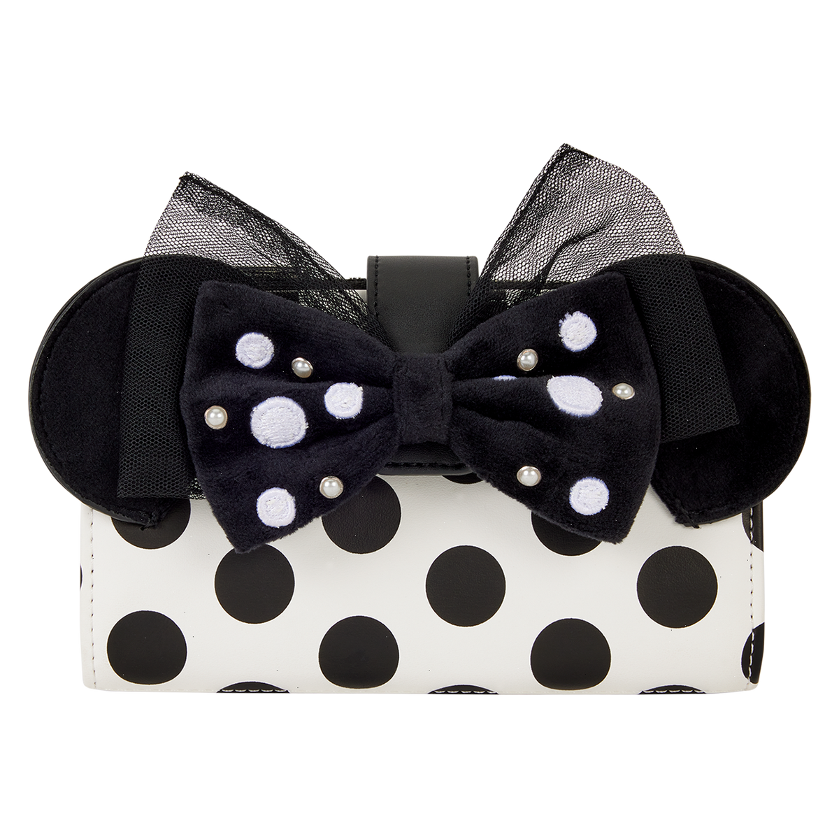 minnie mouse exclusive polka dot pearl flap wallet