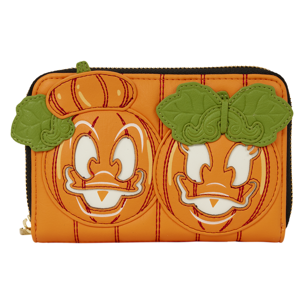 donald & daisy jack-o'-lantern exclusive glow zip around wallet