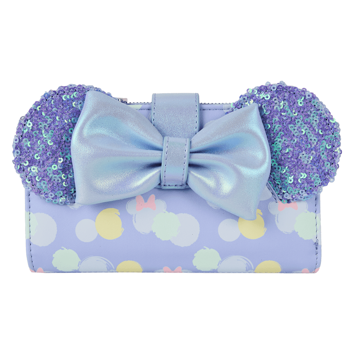 minnie mouse exclusive iridescent all-over print sequin ear flap wallet