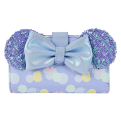 minnie mouse exclusive iridescent all-over print sequin ear flap wallet