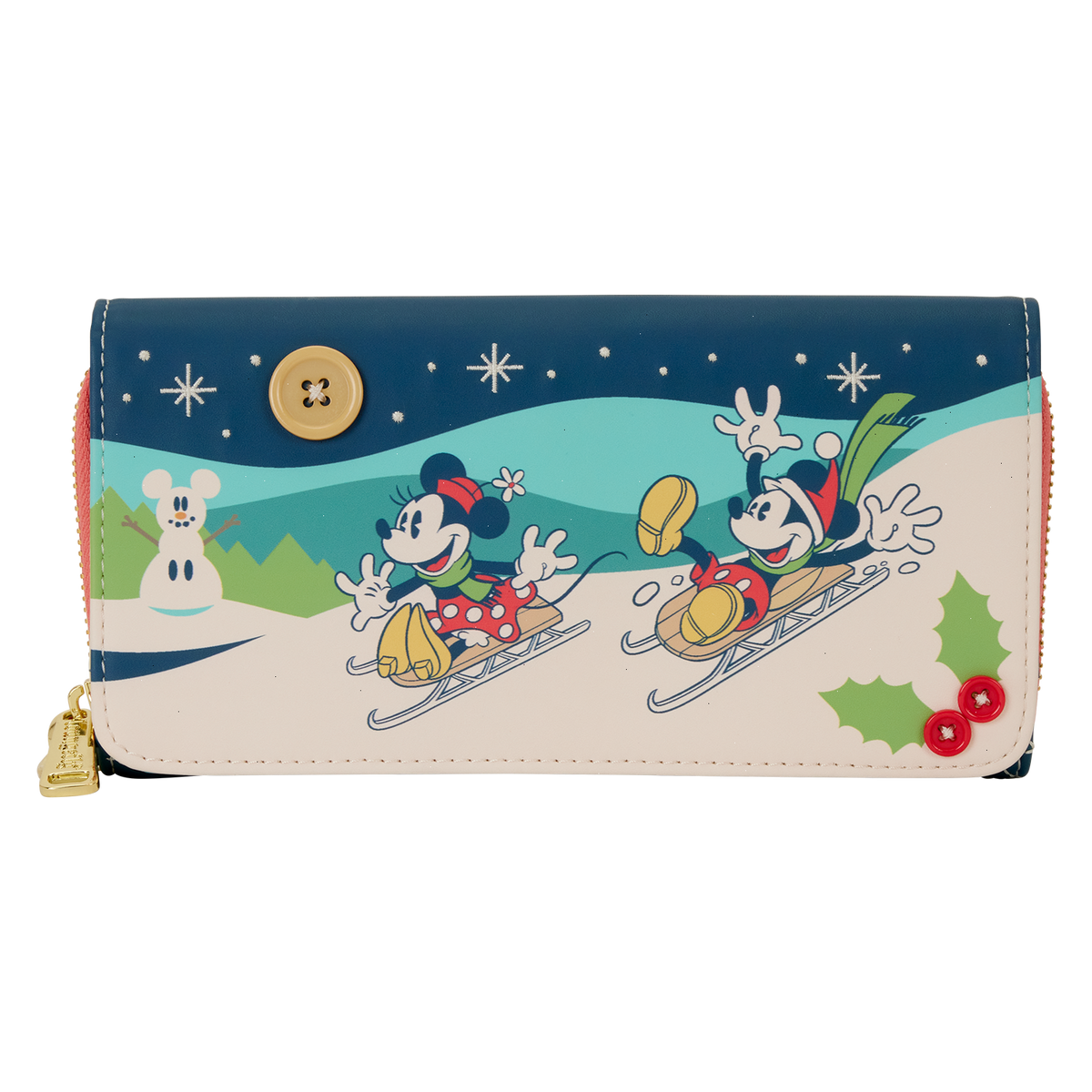 mickey & minnie holiday wristlet wallet