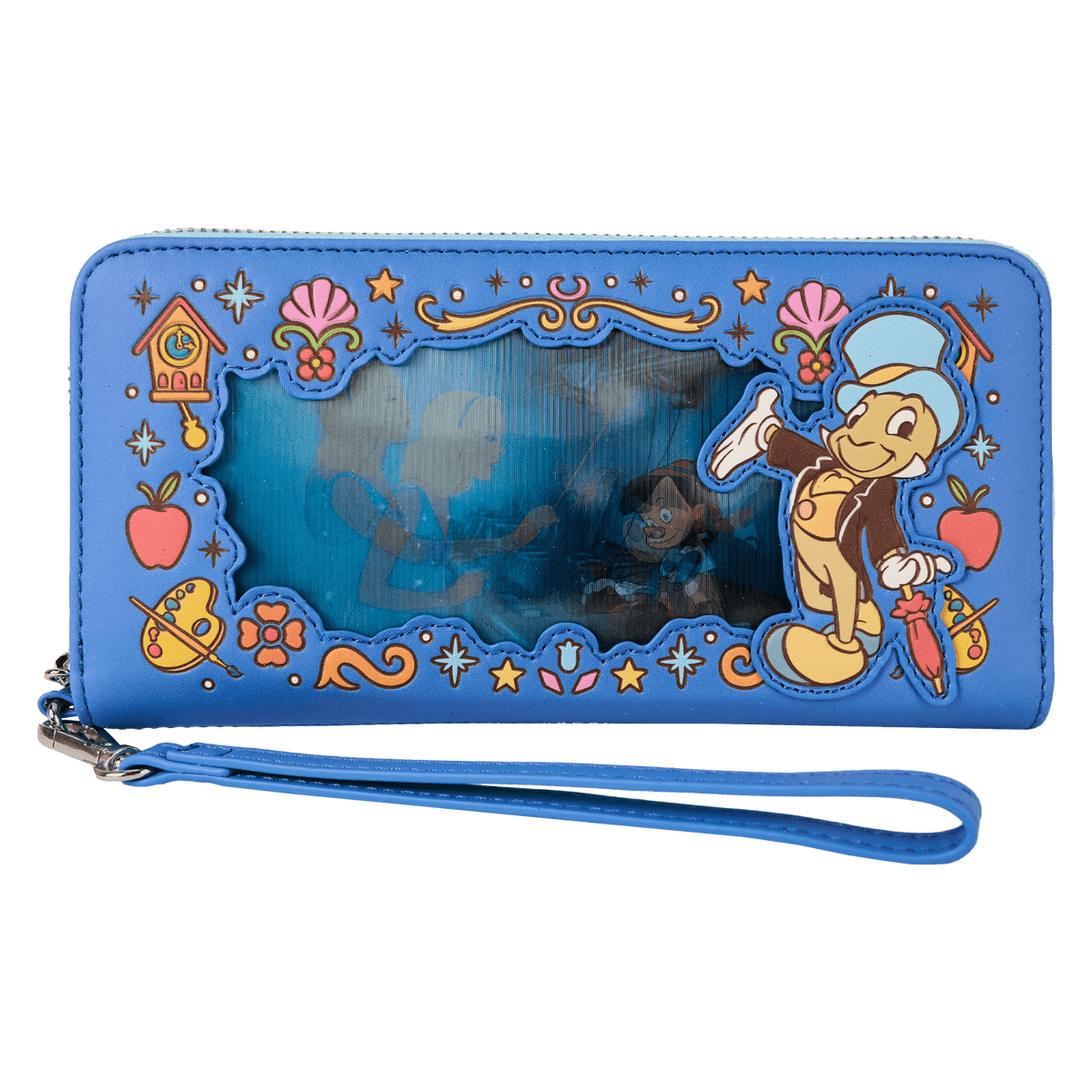 pinocchio exclusive blue fairy lenticular wristlet wallet