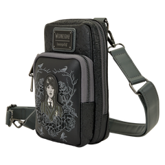 wednesday black roses cell phone crossbody bag with coin bag