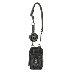 wednesday black roses cell phone crossbody bag with coin bag