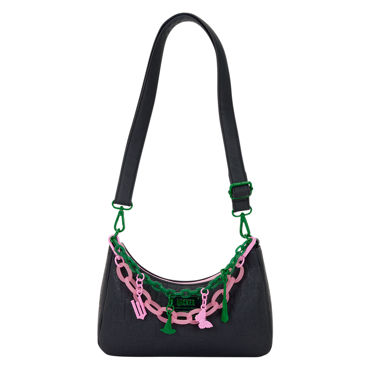 wicked: for good glinda & elphaba crossbody bag with charms